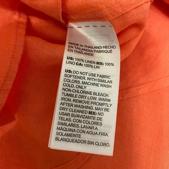 Chico’s No Iron Women’s Size L button down orange Linen - Picture 8 of 10